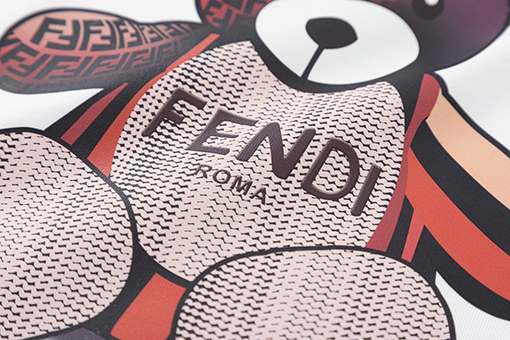 フェンディーコピープリント半袖Tシャツクマのレタリングロゴ