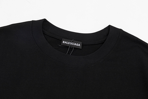 バレンシアガスーパーコピープリント半袖Tシャツ魚骨刺繍レタリングロゴ