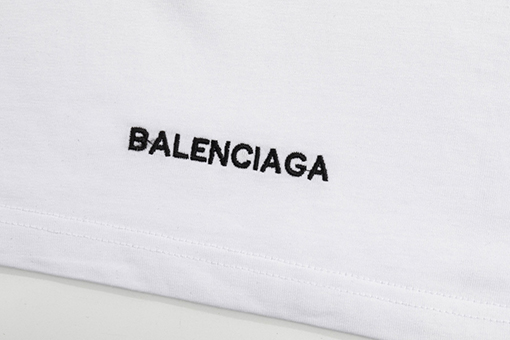 バレンシアガスーパーコピープリント半袖Tシャツ魚骨刺繍レタリングロゴ