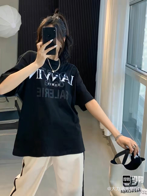 LANVIN x GALLERY DEPT ランバン半袖Tシャツコピー 黒色