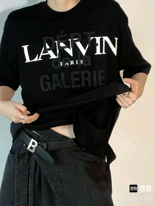 LANVIN x GALLERY DEPT ランバン半袖Tシャツコピー 黒色