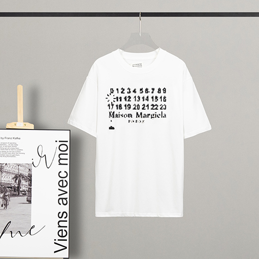 マルタンマルジェラ半袖Tシャツコピー 数字 プリント パッチ 白色