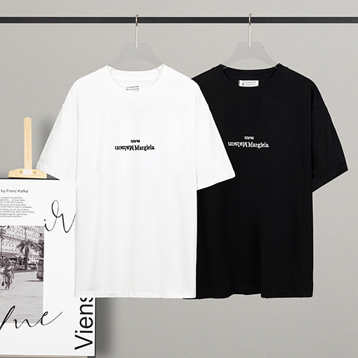 マルタンマルジェラ半袖Tシャツコピー Maison Margiela ロゴ ブラック.ホワイト