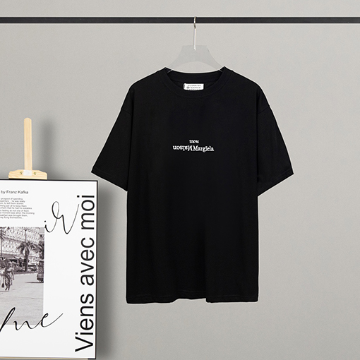 マルタンマルジェラ半袖Tシャツコピー Maison Margiela ロゴ ブラック.ホワイト