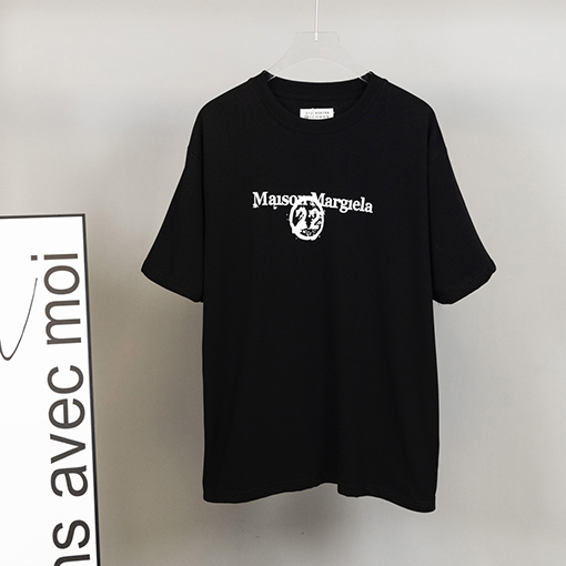 マルタンマルジェラ半袖Tシャツコピー 数字 プリント パッチ ベージュ.ブラック