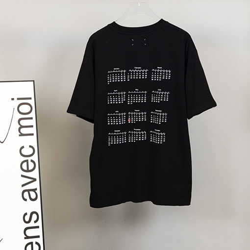 マルタンマルジェラ半袖Tシャツコピー 数字 プリント パッチ ベージュ.ブラック