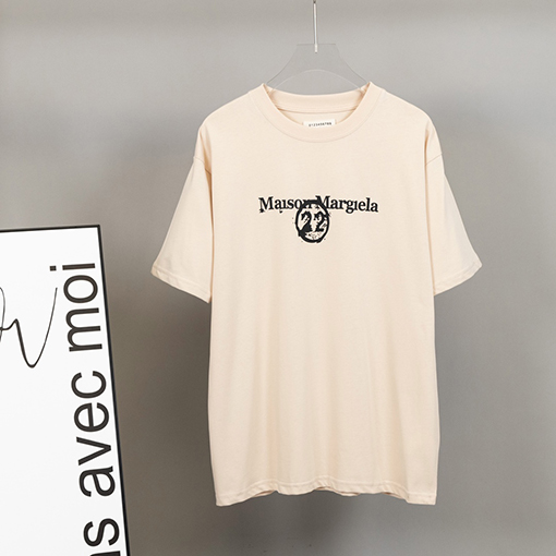 マルタンマルジェラ半袖Tシャツコピー 数字 プリント パッチ ベージュ.ブラック