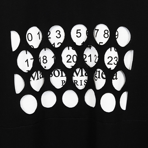 マルタンマルジェラ半袖Tシャツコピー 数字 プリント パッチ ブラック