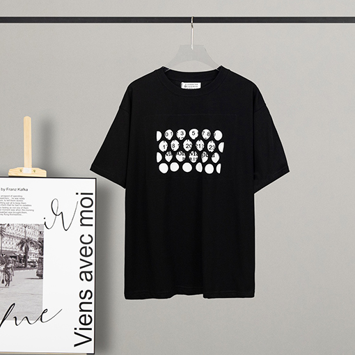 マルタンマルジェラ半袖Tシャツコピー 数字 プリント パッチ ブラック