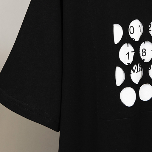 マルタンマルジェラ半袖Tシャツコピー 数字 プリント パッチ ブラック