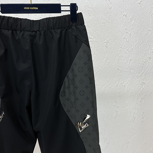 23新品!! ルイヴィトンスウェットパンツ コピー グレーパッチワークブラック