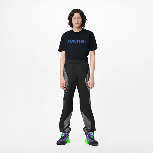 23新品!! ルイヴィトンスウェットパンツ コピー グレーパッチワークブラック
