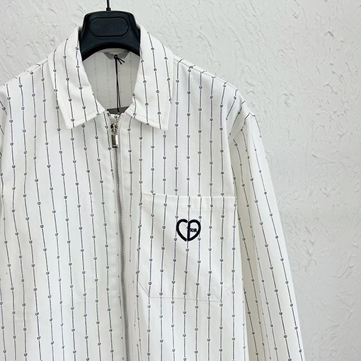 23新品!!　ディオール刺繍のハートファスナーデニム  シャツ