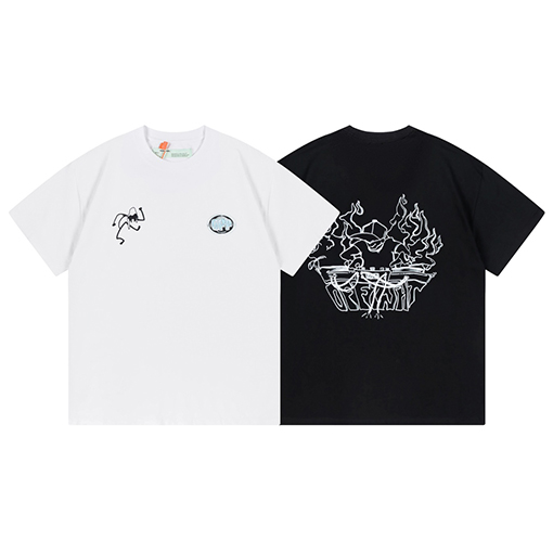 オフホワイトスーパーコピー 半袖Tシャツ モンスターアルファベットのロゴ