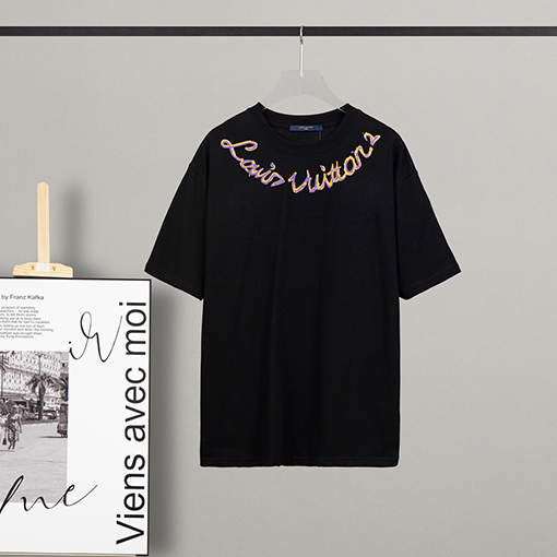 23新品!! ルイヴィトン半袖Tシャツコピー ネックライン プリント ポイント