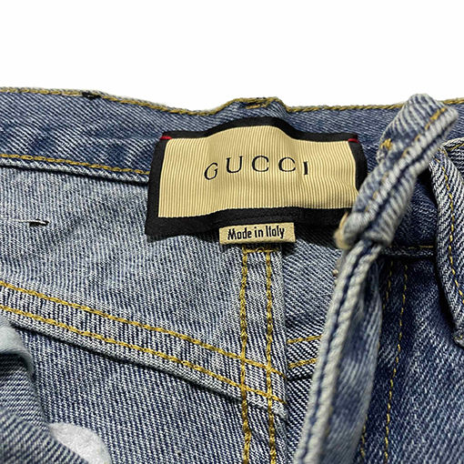 グッチデニムパンツスーパーコピー MUSIC.GUCCIロゴポイント