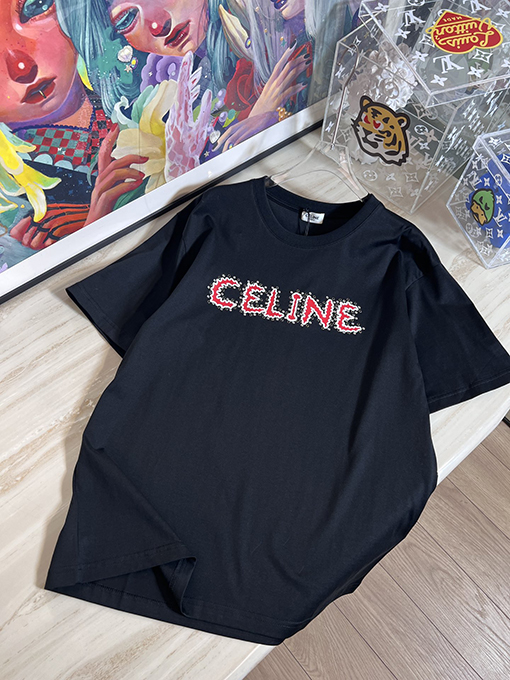 セリーヌ半袖Tシャツスーパーコピー CELINE ロゴ プリント