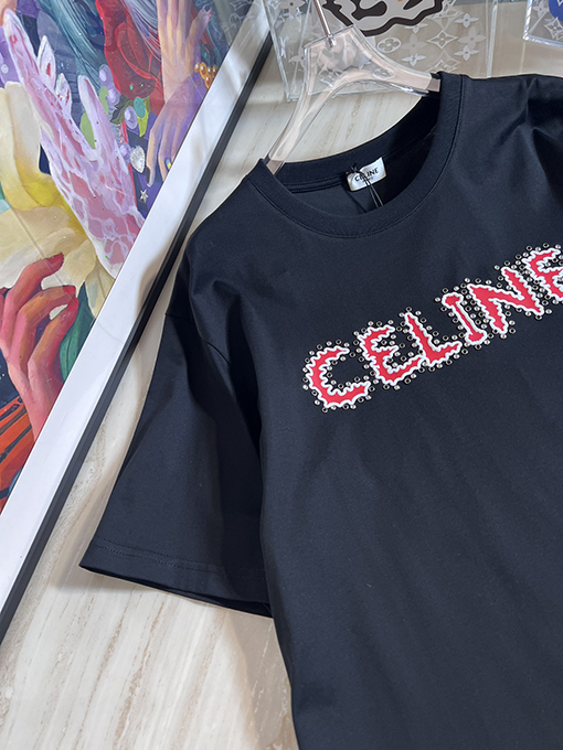 セリーヌ半袖Tシャツスーパーコピー CELINE ロゴ プリント