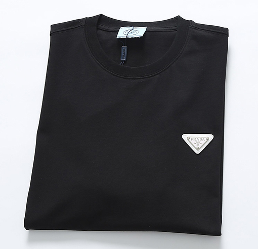 プラダ半袖Tシャツスーパーコピー  ホワイトPRADA三角ロゴプレート