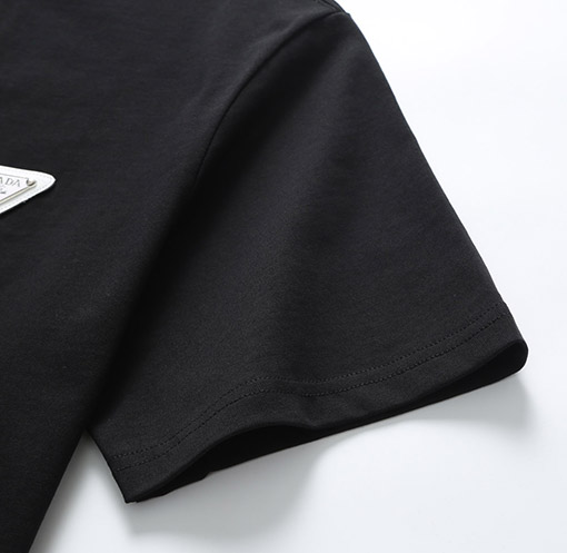プラダ半袖Tシャツスーパーコピー  ホワイトPRADA三角ロゴプレート