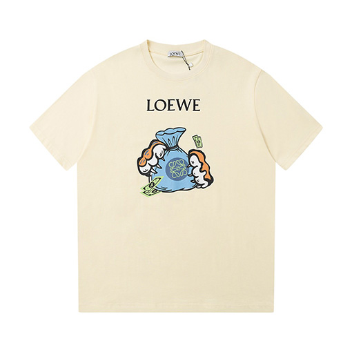 ロエベ半袖Tシャツスーパーコピープリントロゴ半袖Tシャツ