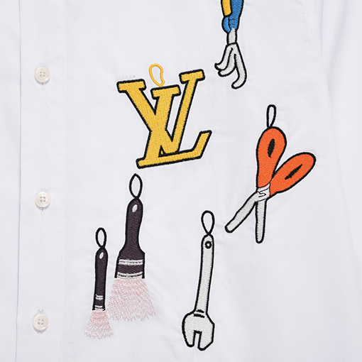 ヴィトン シャツスーパーコピー LV 刺繍 おしゃれ シャツ