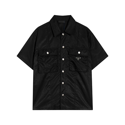 23新作!! プラダ 人気シャツ PRADA 三角ロゴプレート 半袖シャツ