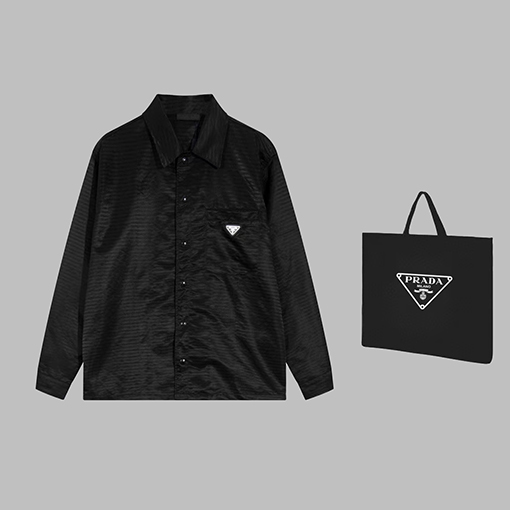 23新作!! プラダ 人気シャツ PRADA 三角ロゴプレート