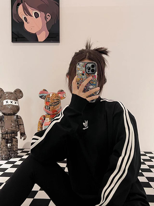 コラボ✦ バレンシアガ x アディダス長袖 Tシャツ BALENCIAGA刺繍ロゴ