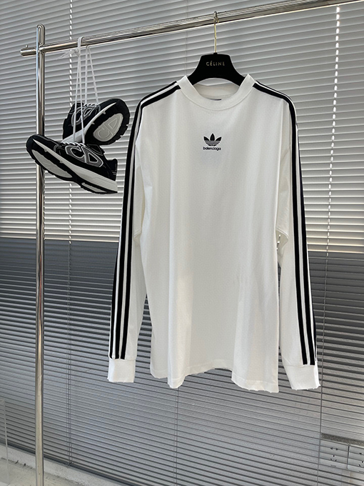 コラボ✦ バレンシアガ x アディダス長袖 Tシャツ BALENCIAGA刺繍ロゴ