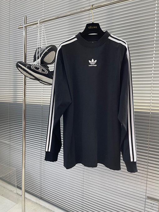 コラボ✦ バレンシアガ x アディダス長袖 Tシャツ BALENCIAGA刺繍ロゴ