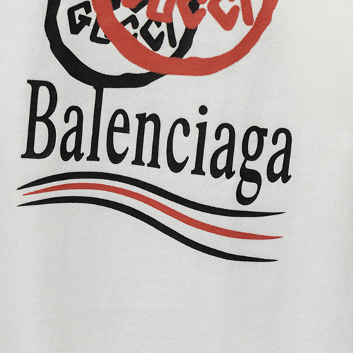 コラボ✦ グッチ x バレンシアガ プリント半袖Tシャツ メンズレディース 半袖 Tシャツの通販