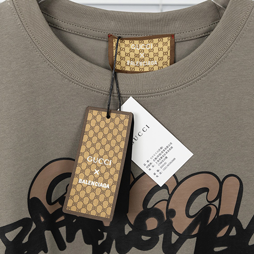 コラボ✦ グッチ x バレンシアガ プリント半袖Tシャツ メンズレディース 半袖 Tシャツの通販