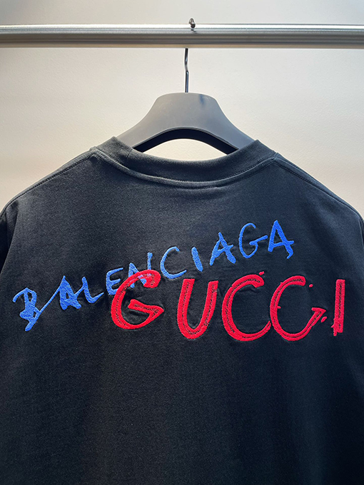 コラボ✦ グッチ x バレンシアガ GG & BB 刺繍半袖Tシャツ