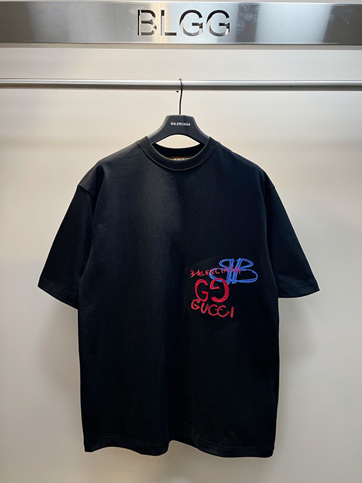 コラボ✦ グッチ x バレンシアガ GG & BB 刺繍半袖Tシャツ