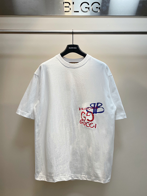 コラボ✦ グッチ x バレンシアガ GG & BB 刺繍半袖Tシャツ