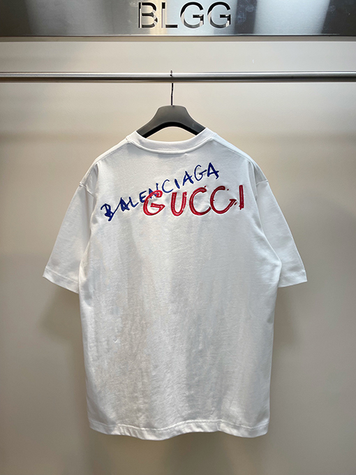 コラボ✦ グッチ x バレンシアガ GG & BB 刺繍半袖Tシャツ