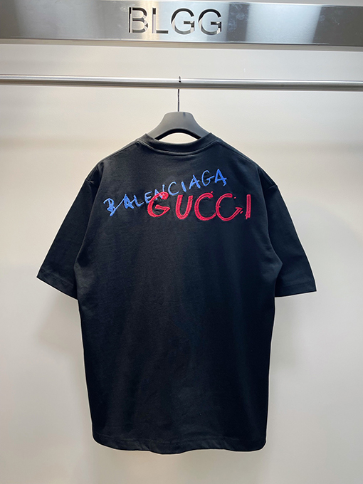 コラボ✦ グッチ x バレンシアガ GG & BB 刺繍半袖Tシャツ
