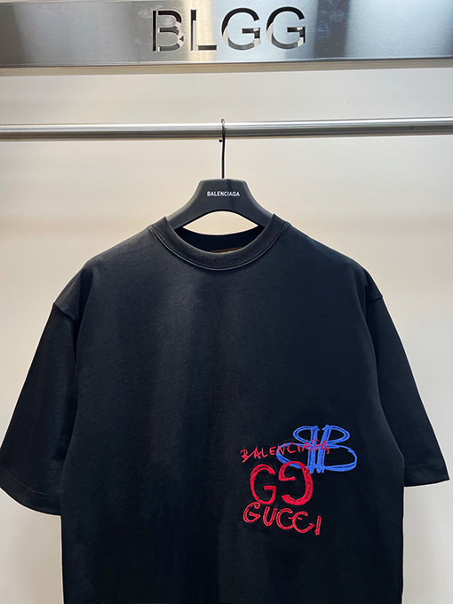 コラボ✦ グッチ x バレンシアガ GG & BB 刺繍半袖Tシャツ