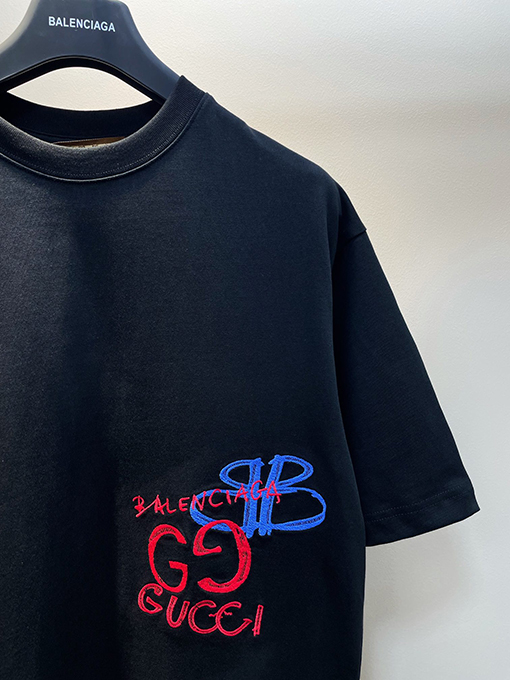 コラボ✦ グッチ x バレンシアガ GG & BB 刺繍半袖Tシャツ