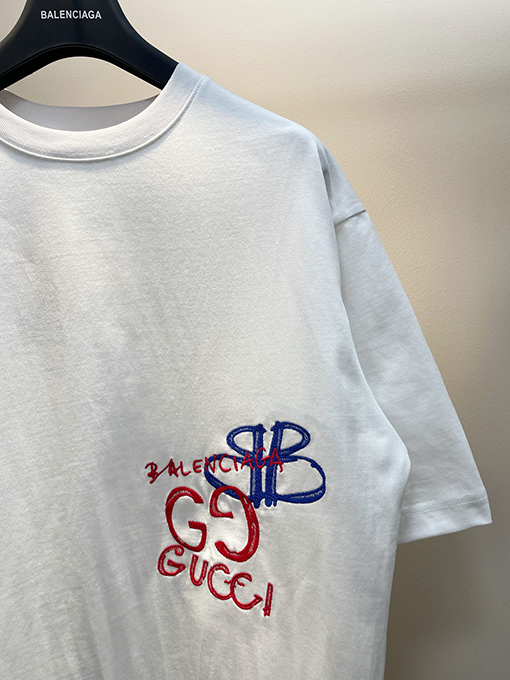 コラボ✦ グッチ x バレンシアガ GG & BB 刺繍半袖Tシャツ
