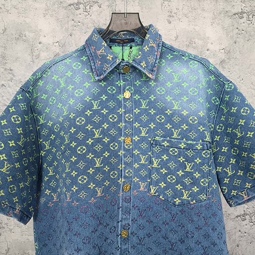 ヴィトン デニム シャツ RAINBOW MONOGRAM