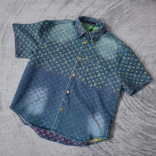 ヴィトン デニム シャツ RAINBOW MONOGRAM