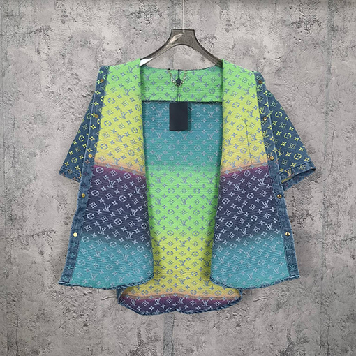 ヴィトン デニム シャツ RAINBOW MONOGRAM