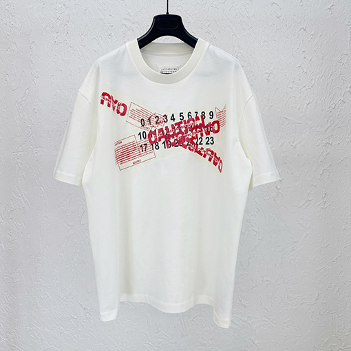 マルタンマルジェラ 半袖 スーパーコピー Maison Margielaロゴ プリント 半袖Tシャツ