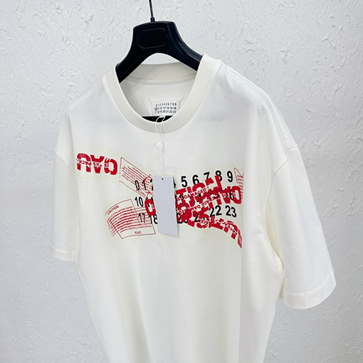 マルタンマルジェラ 半袖 スーパーコピー Maison Margielaロゴ プリント 半袖Tシャツ