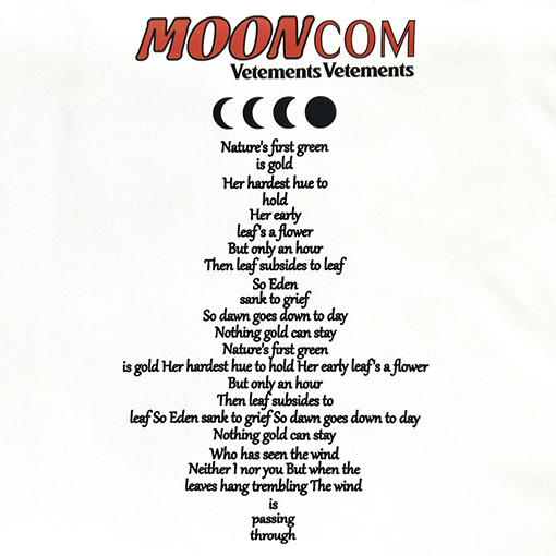 ヴェトモン 半袖Tシャツ MOONCOM VETEMENTSロゴ半袖