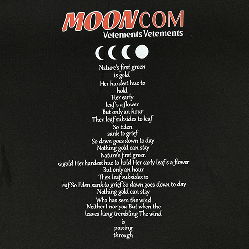 ヴェトモン 半袖Tシャツ MOONCOM VETEMENTSロゴ半袖