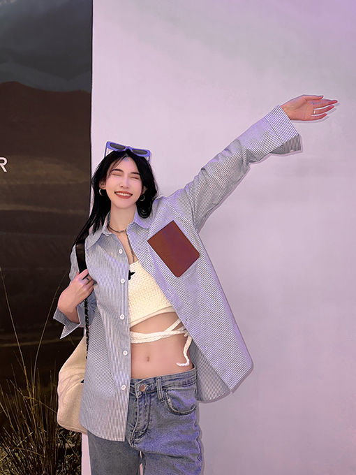 ロエベ シャツ  スーパーコピー  LOEWEポケットストライプシャツ