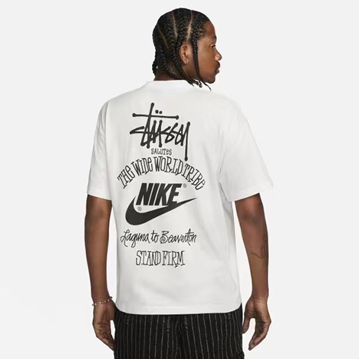 コラボスーパーコピー ナイキ x ステューシー レタリングプリント 半袖Tシャツ